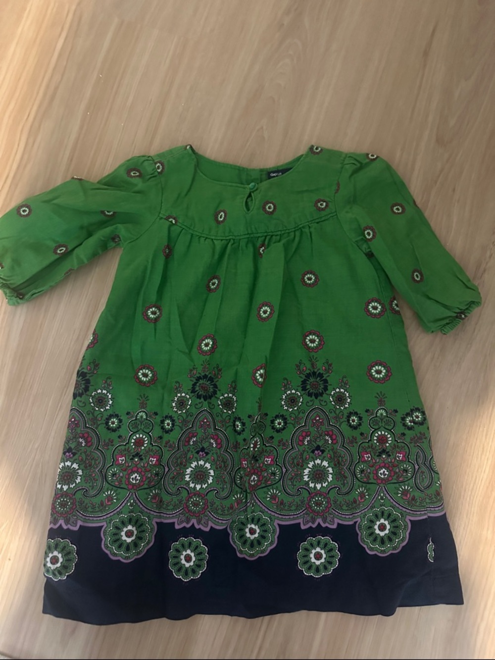 GAP Green Floral-Print Casual Girls Dress